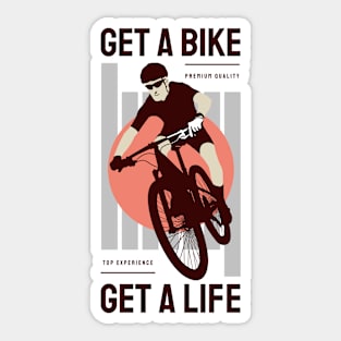 Get a Bike, Get a Life T-Shirt - Bold and Fun Cycling Graphic Tee Sticker